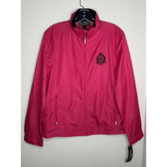 Lauren Ralph Lauren Jacket Womens Large Pink Crest Windbreaker Sporty Activewear - Picture 2 of 16